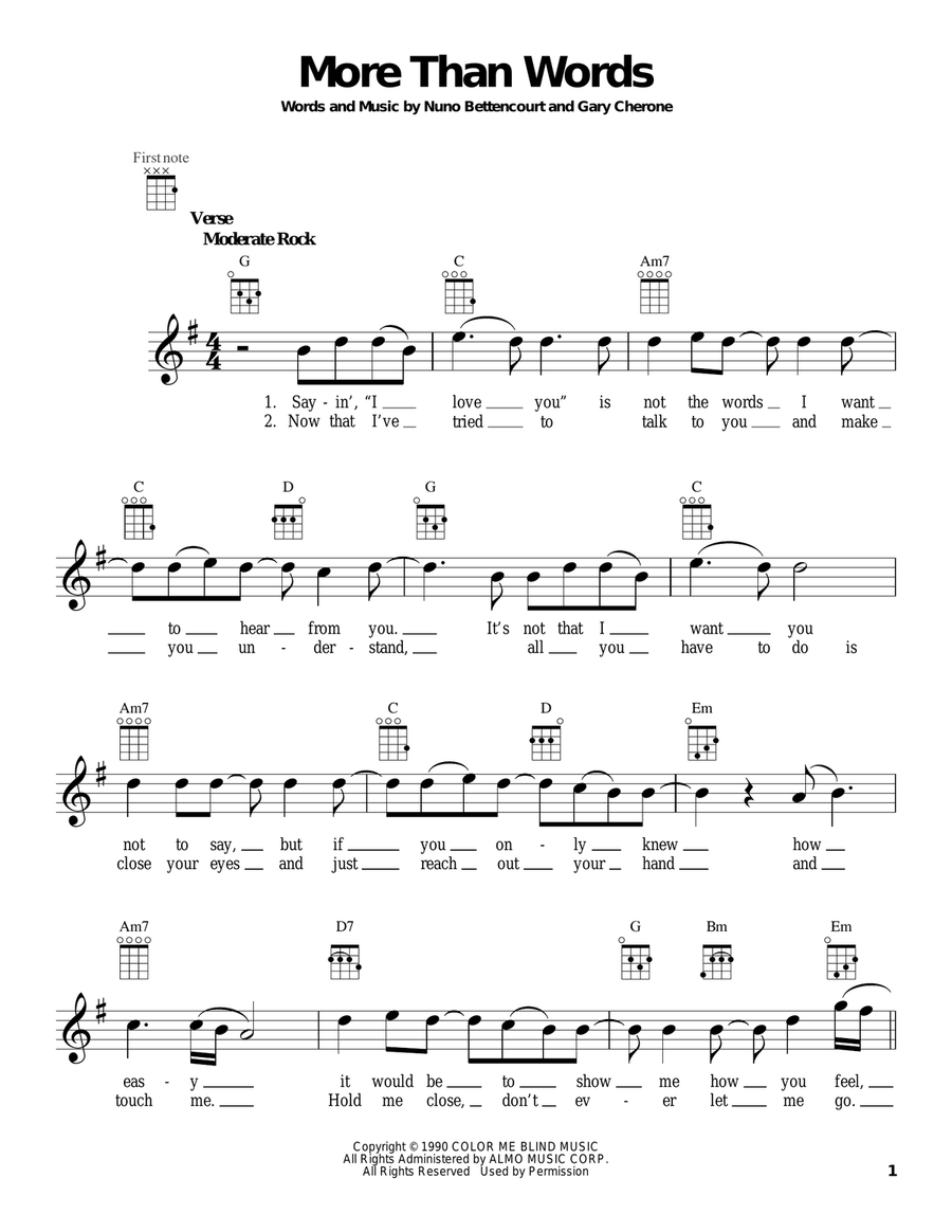 More Than Words Ukulele scores gallery preview page 1