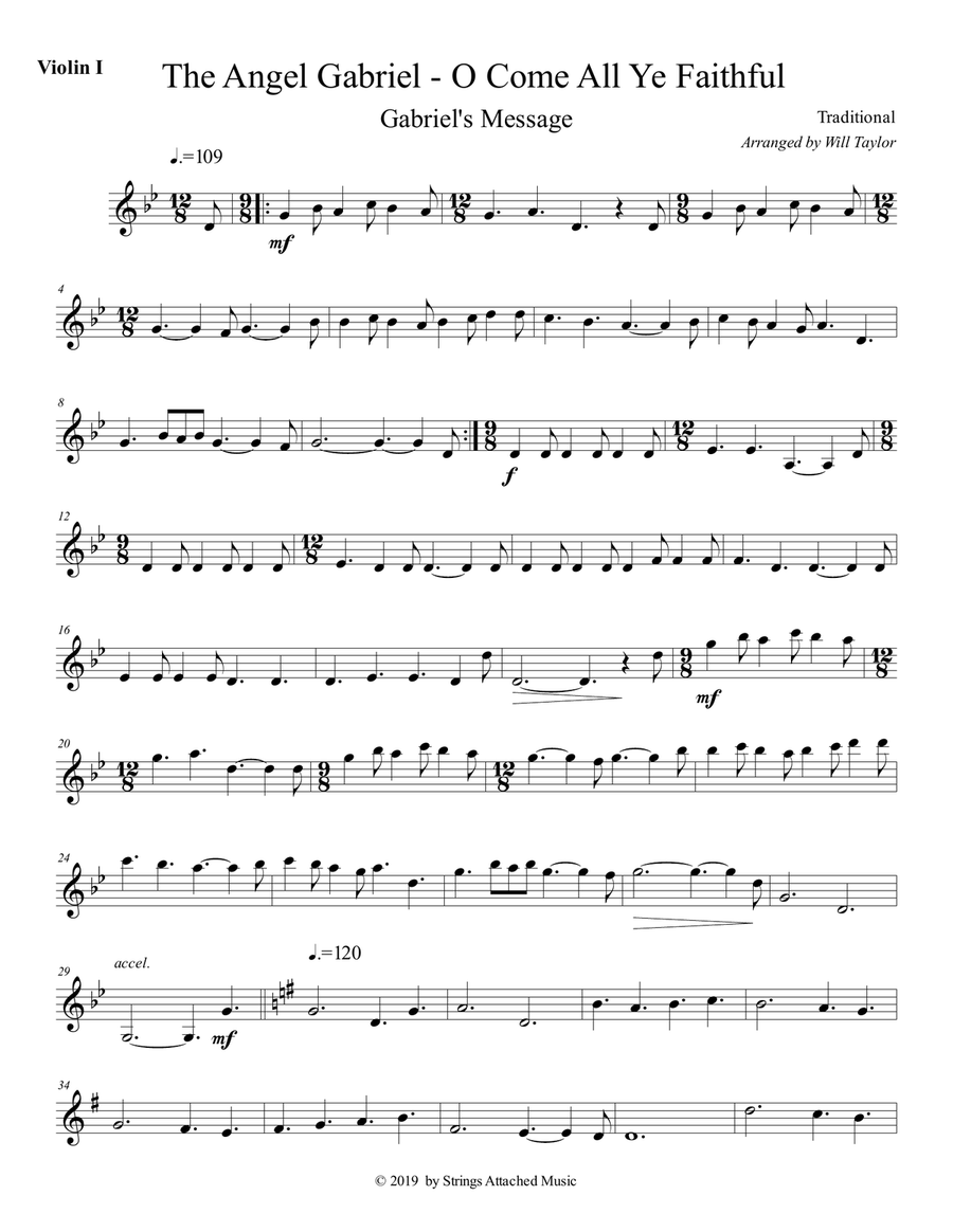 Angel Gabriel - O Come All Ye Faithful String Quartet scores gallery preview page 3