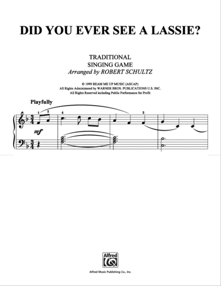 Did You Ever See a Lassie? Easy Piano scores gallery preview page 1