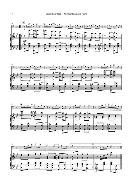 Maple Leaf Rag, by Scott Joplin, for Trombone and Piano