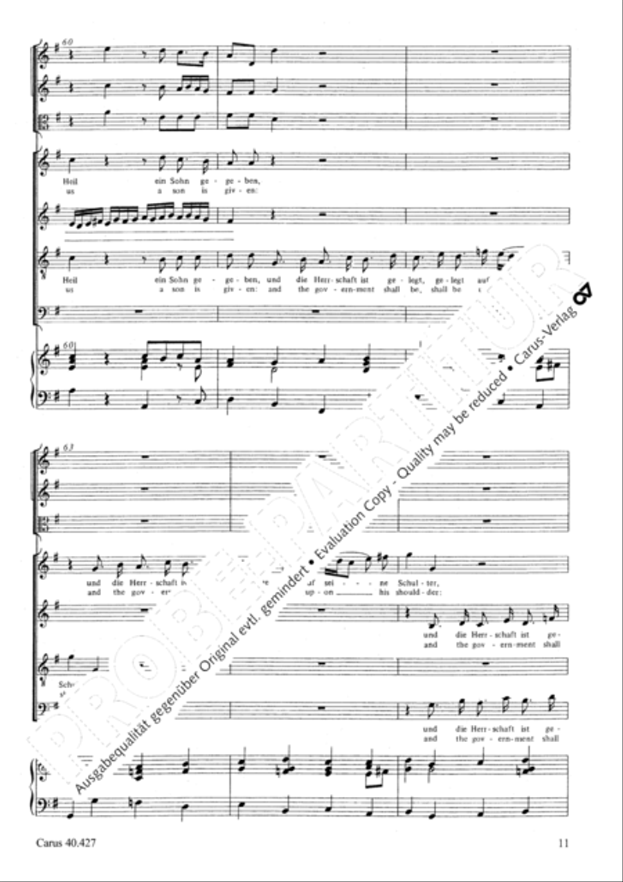For unto us a child is born (Denn es ist uns ein Kind geboren) 4-Part scores gallery preview page 12