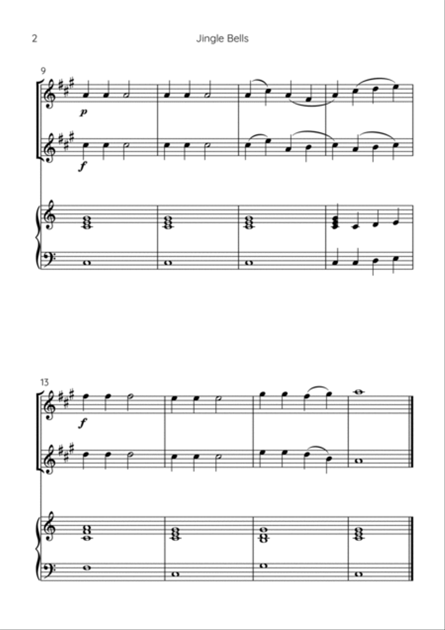 Jingle Bells Woodwind Duet scores gallery preview page 2