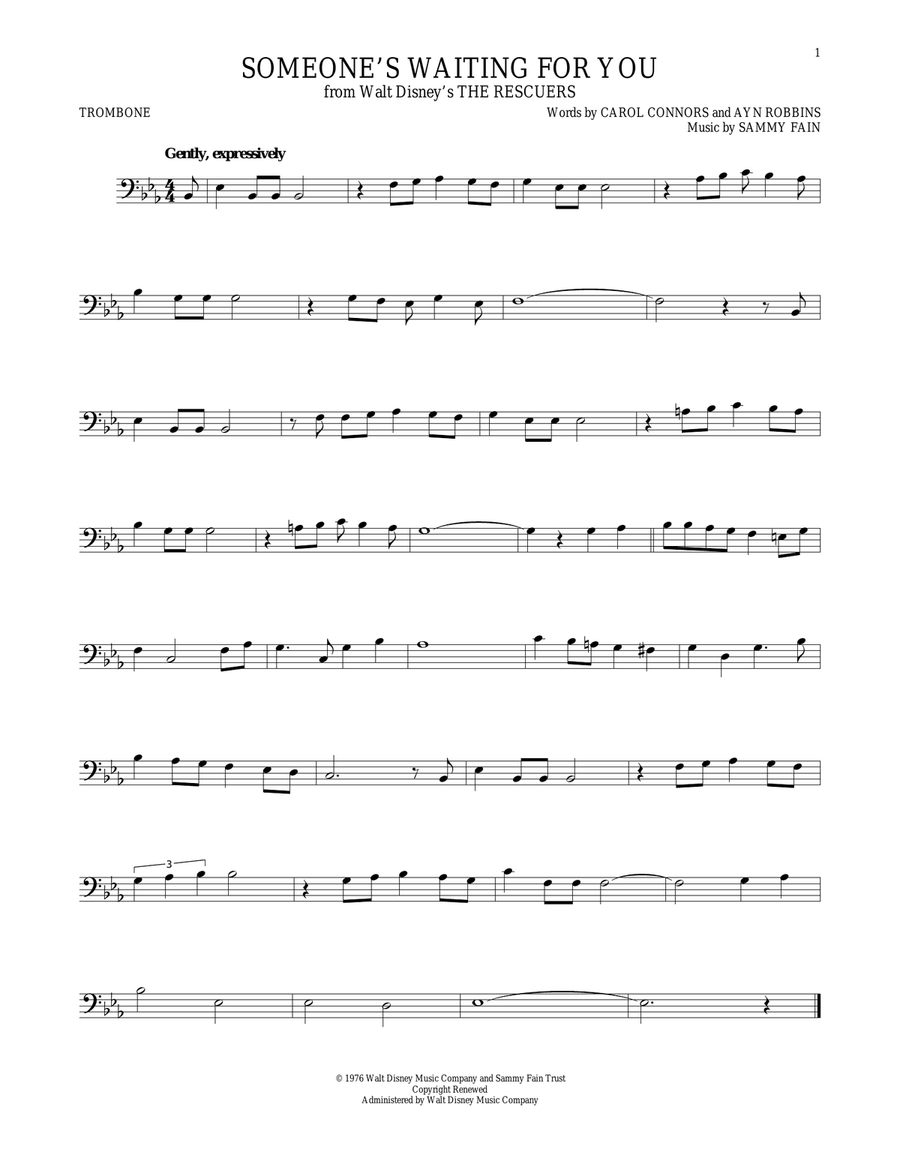 Someone's Waiting For You Trombone Solo scores gallery preview page 1