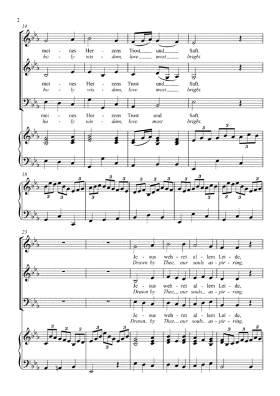 Johann Sebastian Bach - Jesus joy of man's desiring (SAB old singers Choir, Amateur) 3-Part scores gallery preview page 2