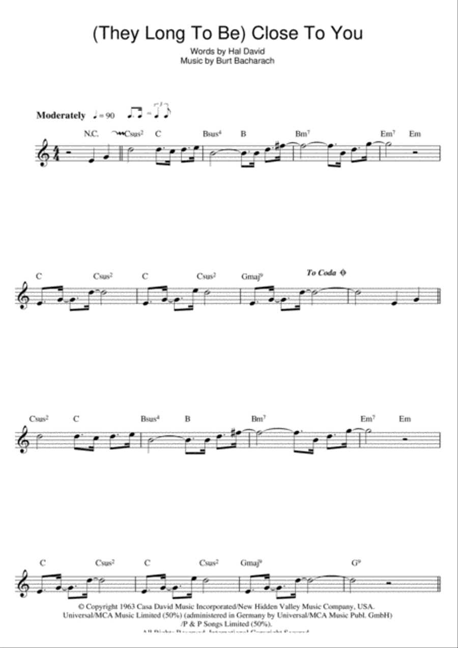 (They Long To Be) Close To You Flute Solo scores gallery preview page 1