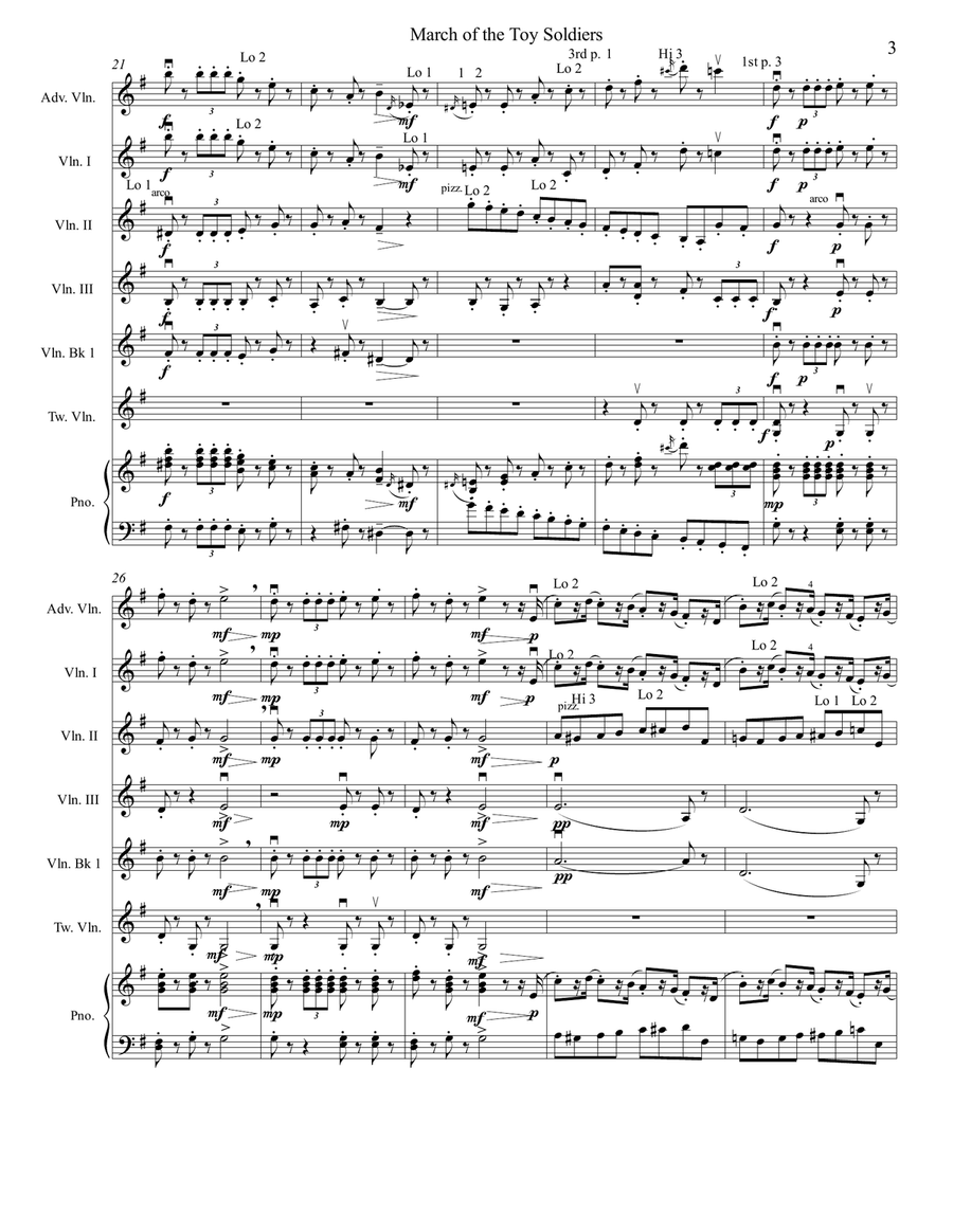 March of the Toy Soldiers from the Nutcracker for Mixed-Level Violin Ensemble