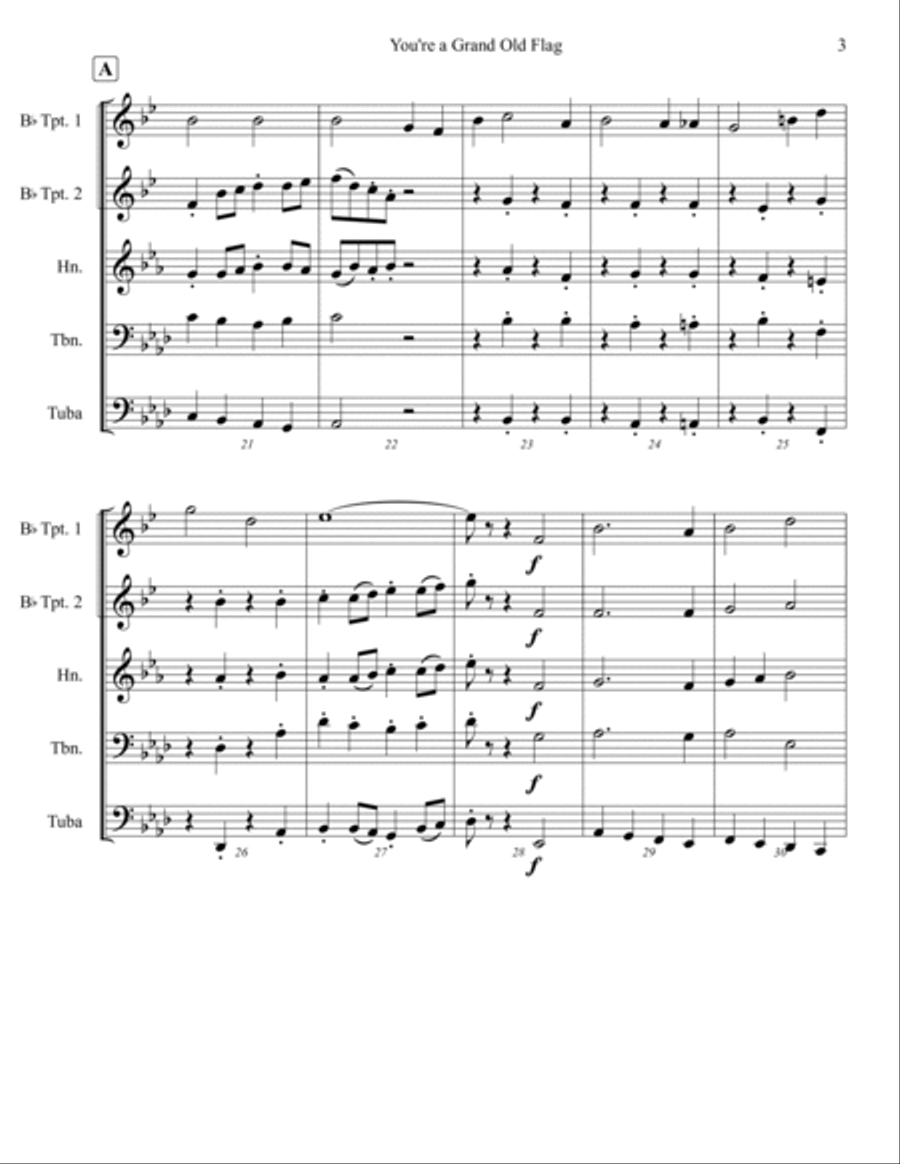 You're a Grand Old Flag Brass Ensemble scores gallery preview page 5
