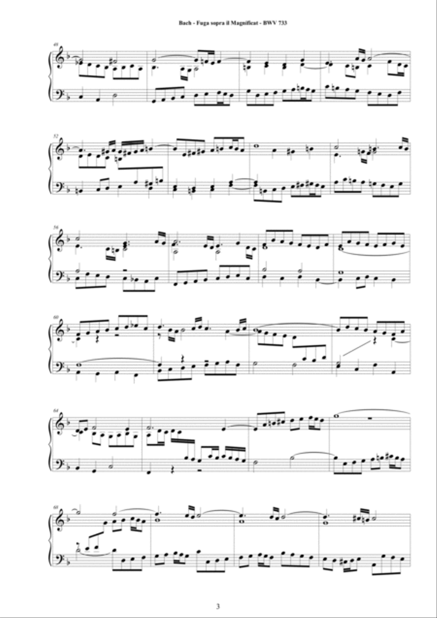 Bach - Fuga sopra il Magnificat - BWV 733 - Piano version Piano Solo scores gallery preview page 3