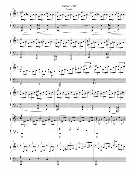 MOONLIGHT SONATA - 1st. Mov. - Arr. in D minor - Easy Piano image number null