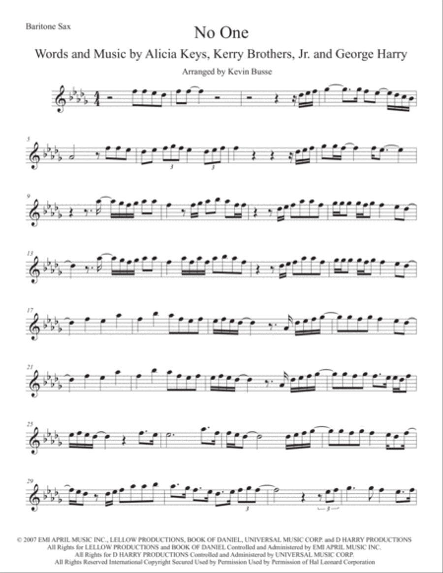 No One Baritone Saxophone scores gallery preview page 1
