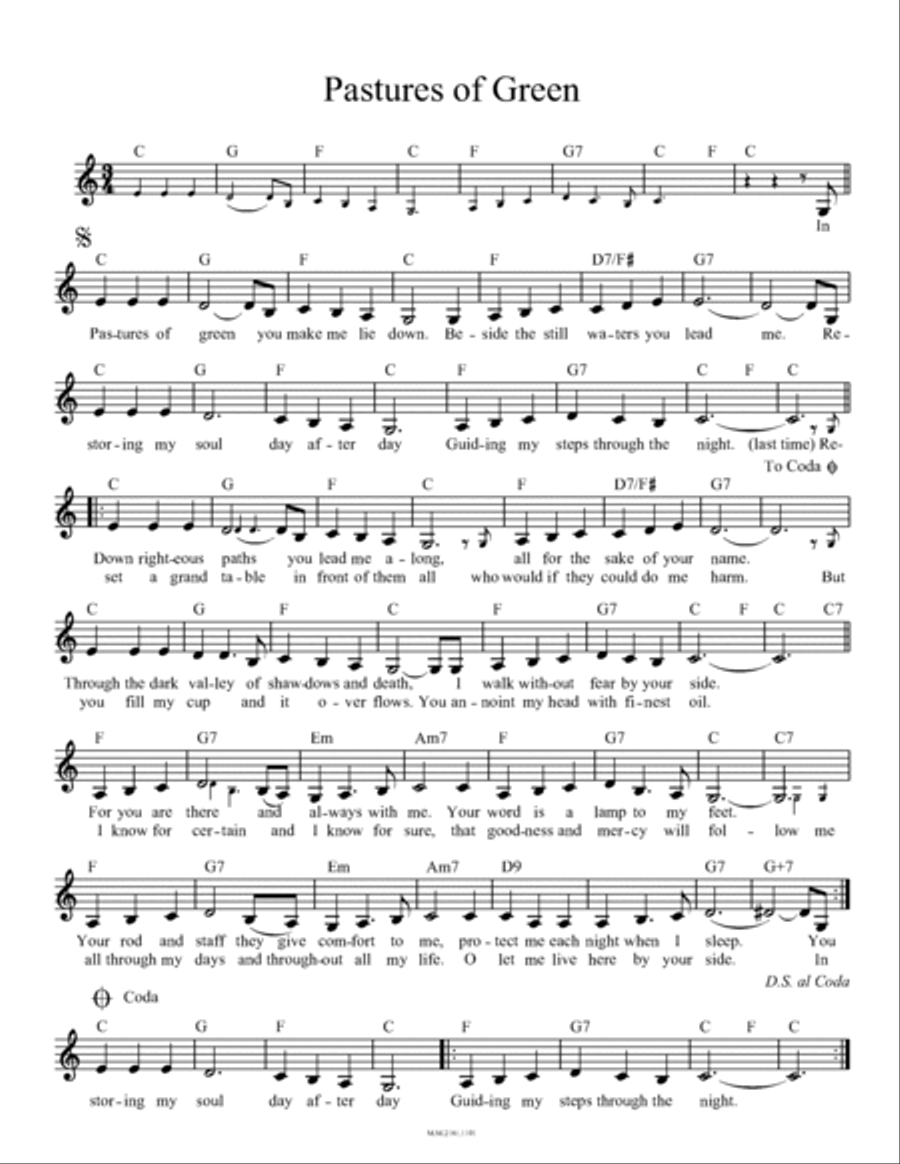 23rd Psalm (Pastures of Green) (David) from 