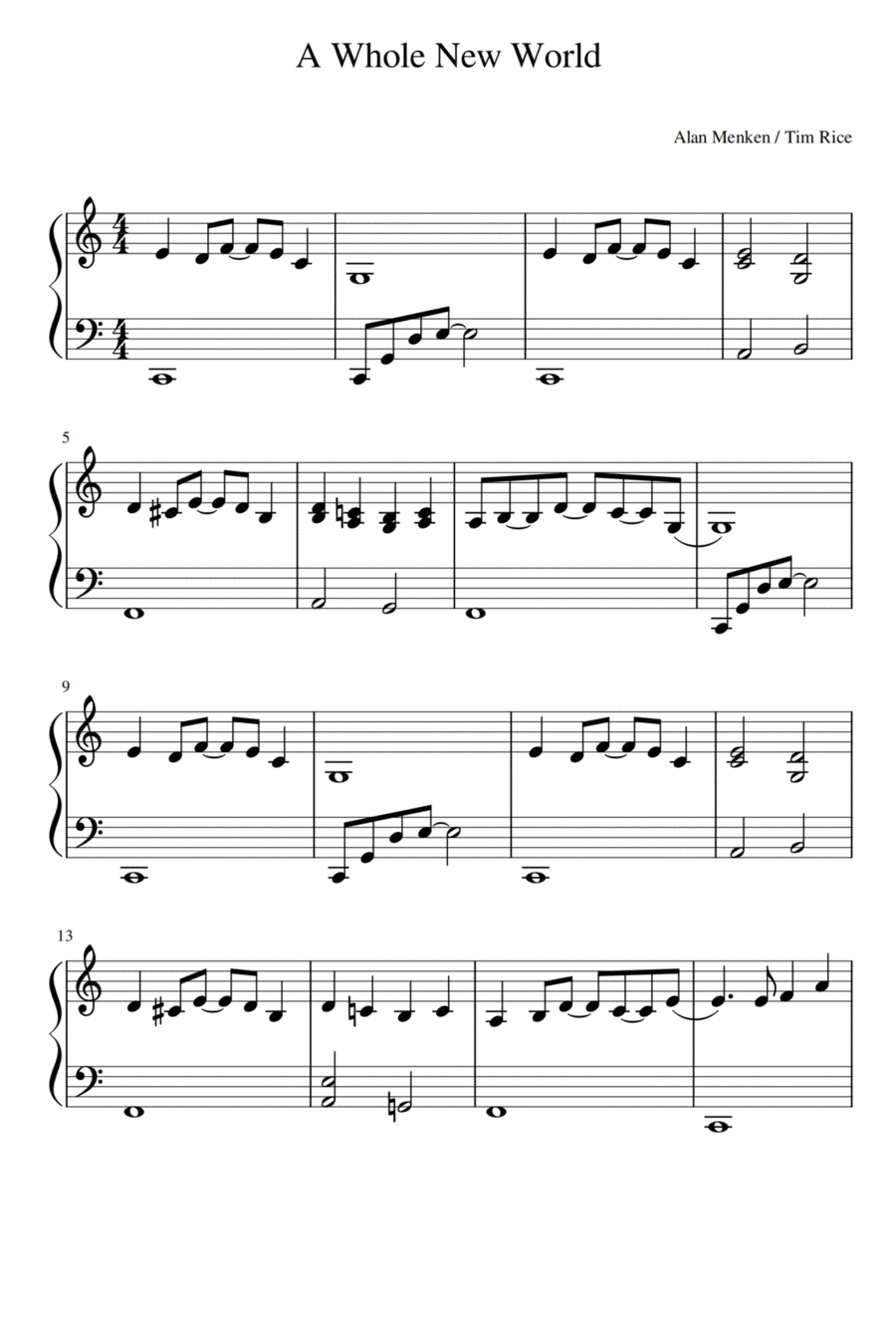 A Whole New World A Whole New World Piano Solo scores gallery preview page 1