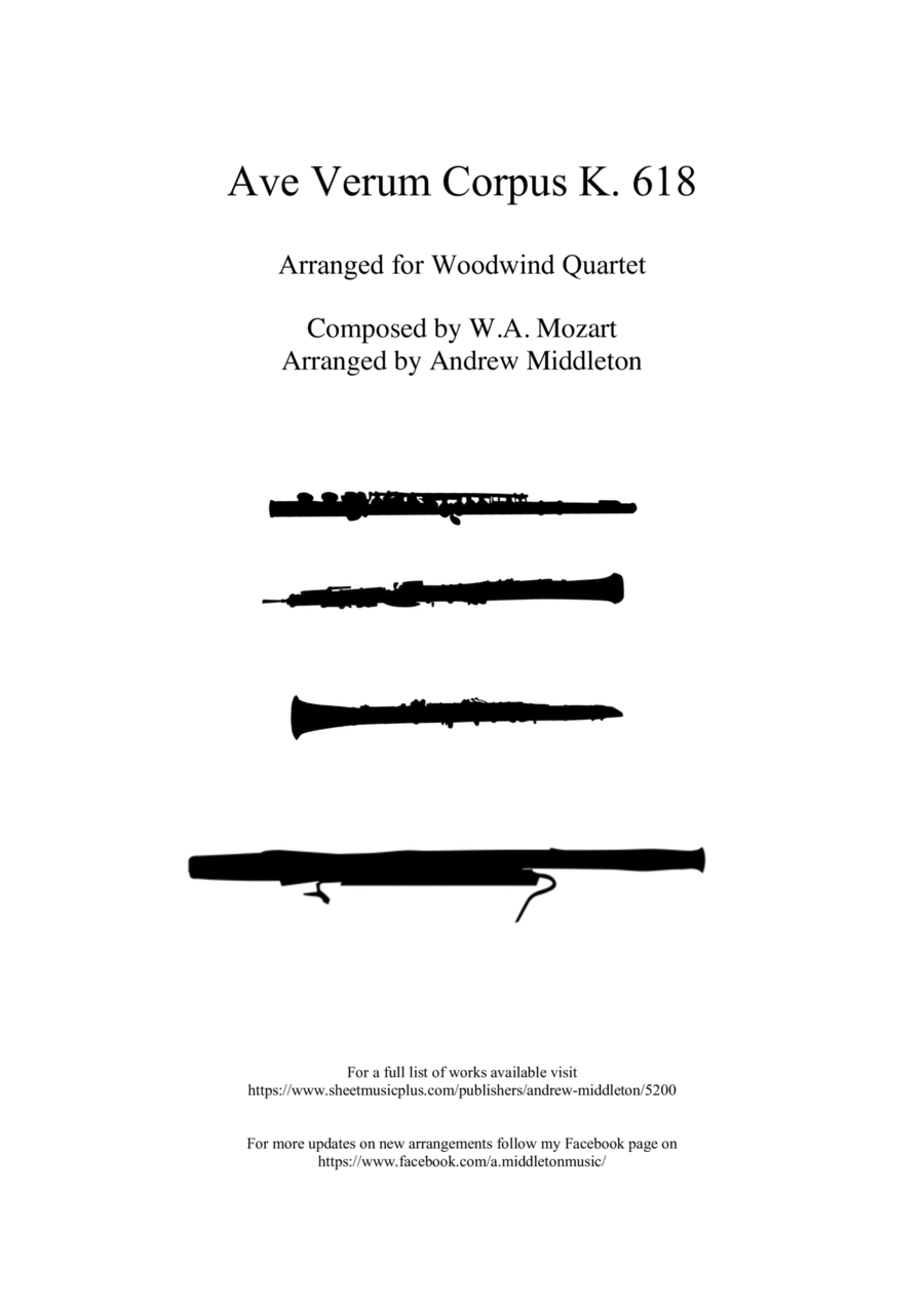 Ave Verum Corpus K.618 arranged for Woodwind Quartet Woodwind Quartet scores gallery preview page 1