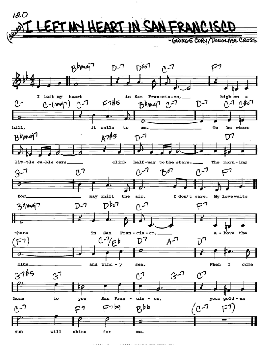 I Left My Heart In San Francisco Voice scores gallery preview page 1