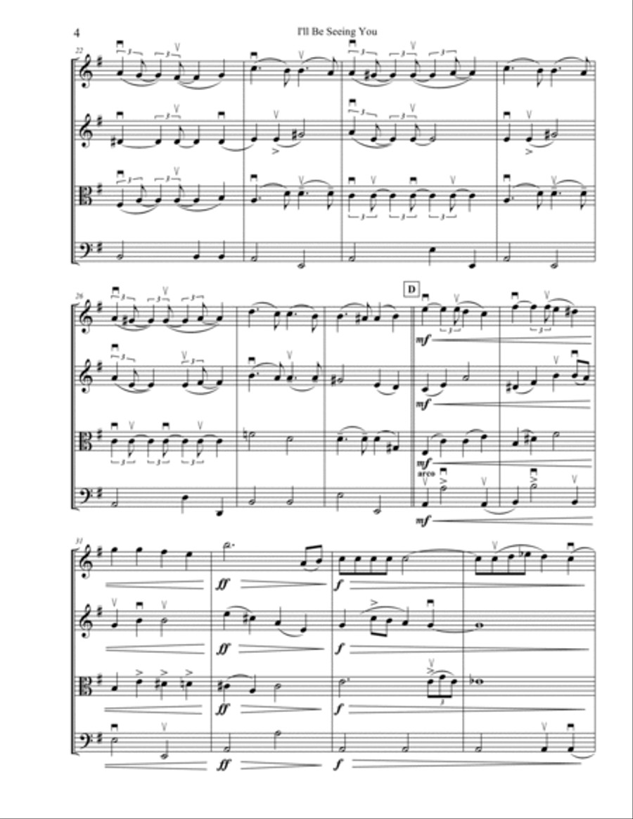 I'll Be Seeing You String Quartet scores gallery preview page 4