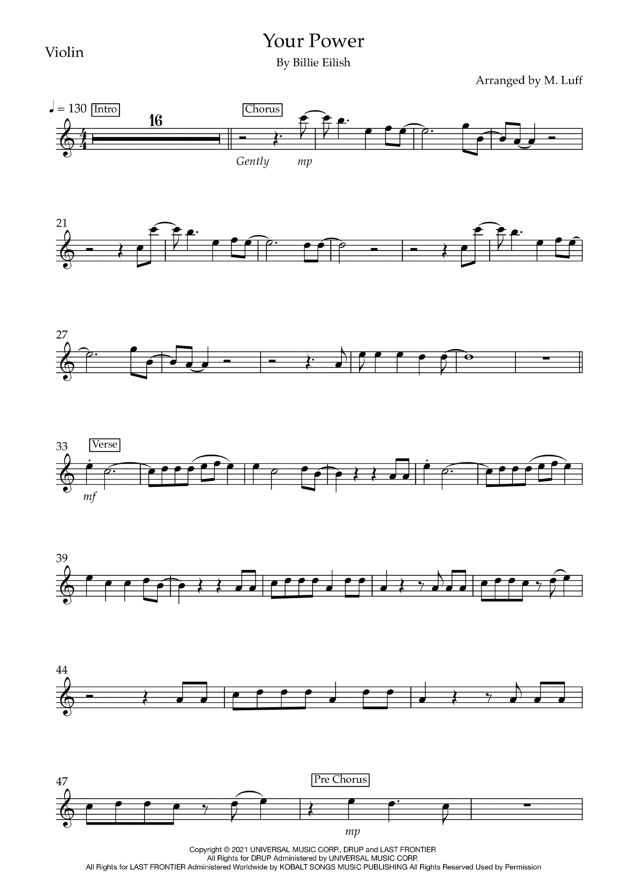 Your Power Violin Solo scores gallery preview page 1