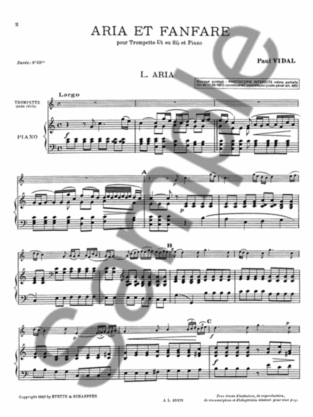 Aria Et Fanfare (trumpet & Piano)