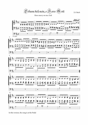 BACH J.S. - BWV 721 - ERBARM DICH MEIN, O HERRE GOTT - For organ