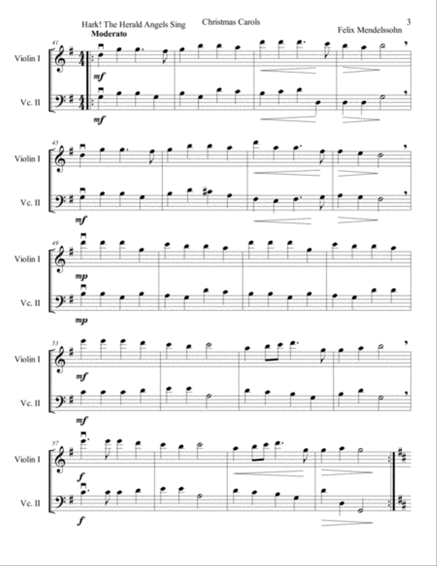 Christmas Carols for Violin and Cello duo String Duet scores gallery preview page 4