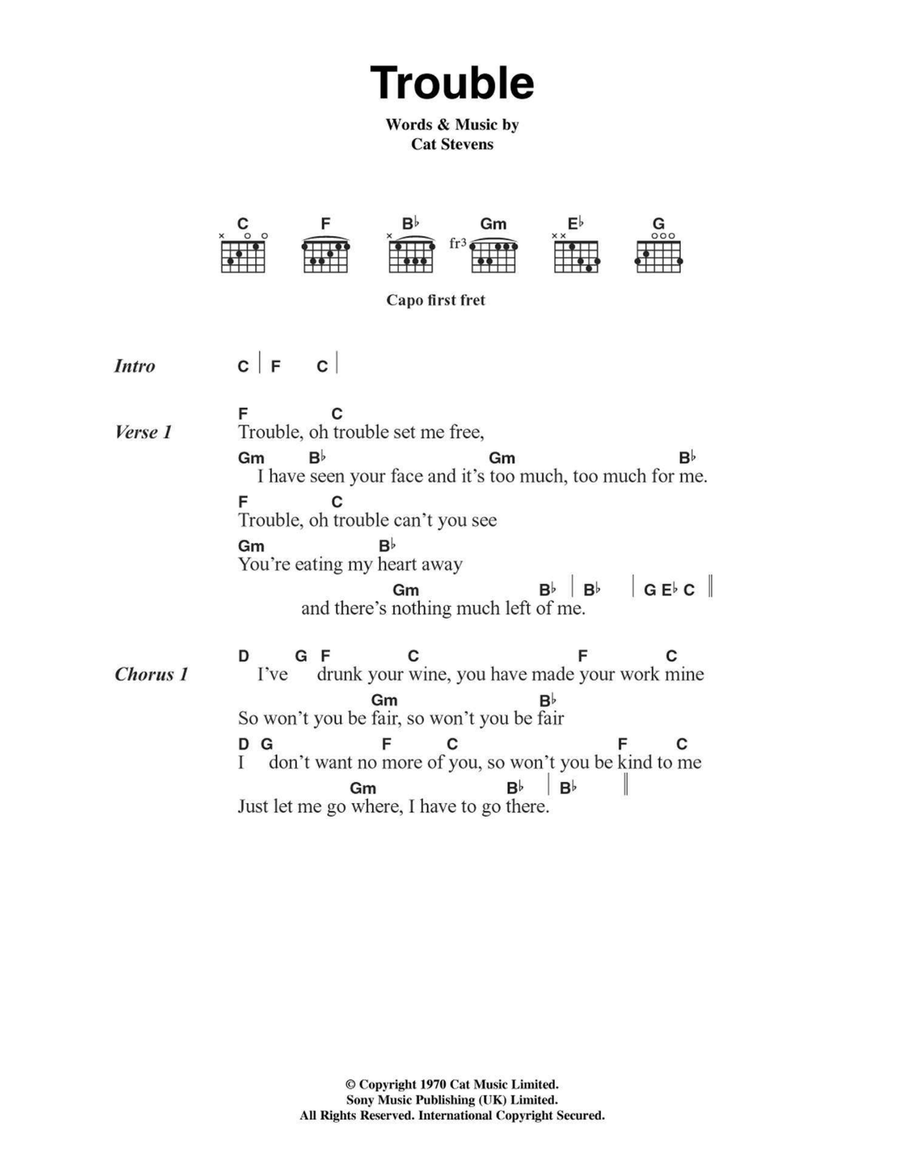 Trouble Acoustic Guitar scores gallery preview page 1