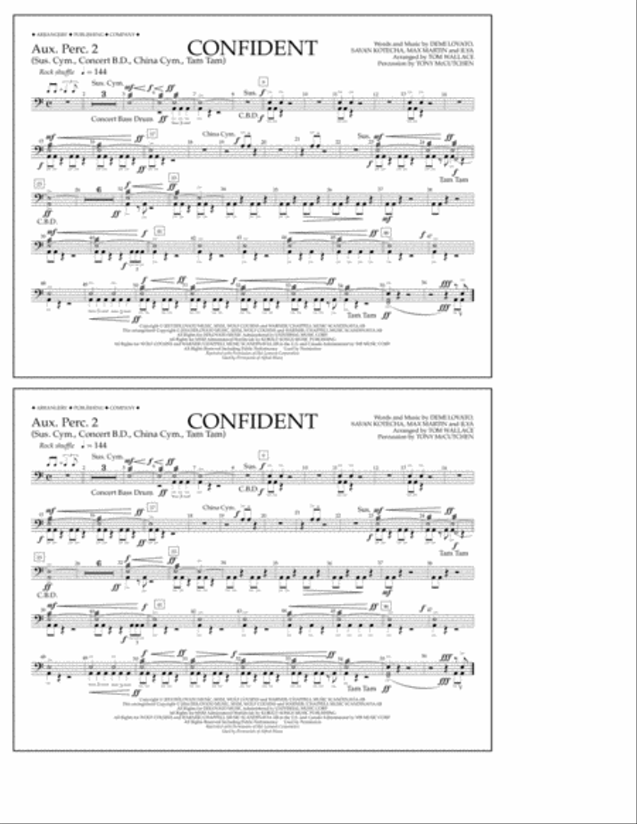 Confident - Aux. Perc. 2 Marching Band scores gallery preview page 1