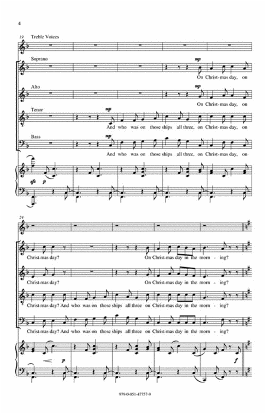 I Saw Three Ships I Saw Three Ships 4-Part scores gallery preview page 3