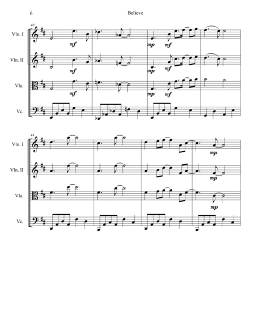 Believe String Quartet scores gallery preview page 6