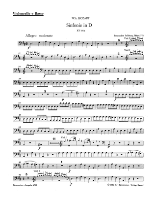 Book cover for Symphony D major, KV 141a(161)