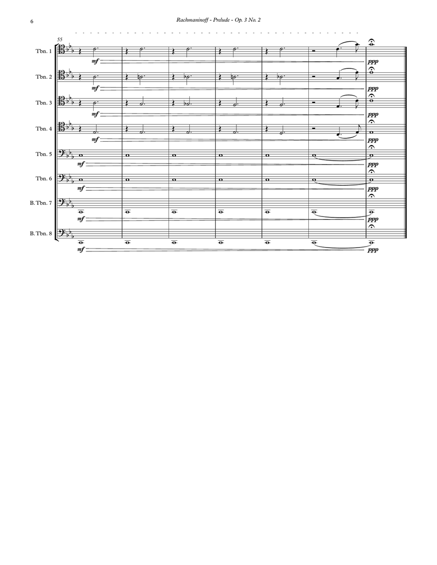 Prelude Op. 3 No. 2 for 8-part Trombone Ensemble Large Ensemble scores gallery preview page 6