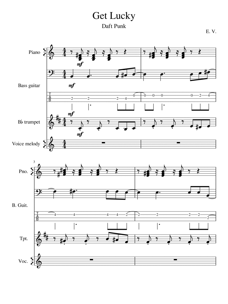 Get Lucky Small Ensemble scores gallery preview page 1