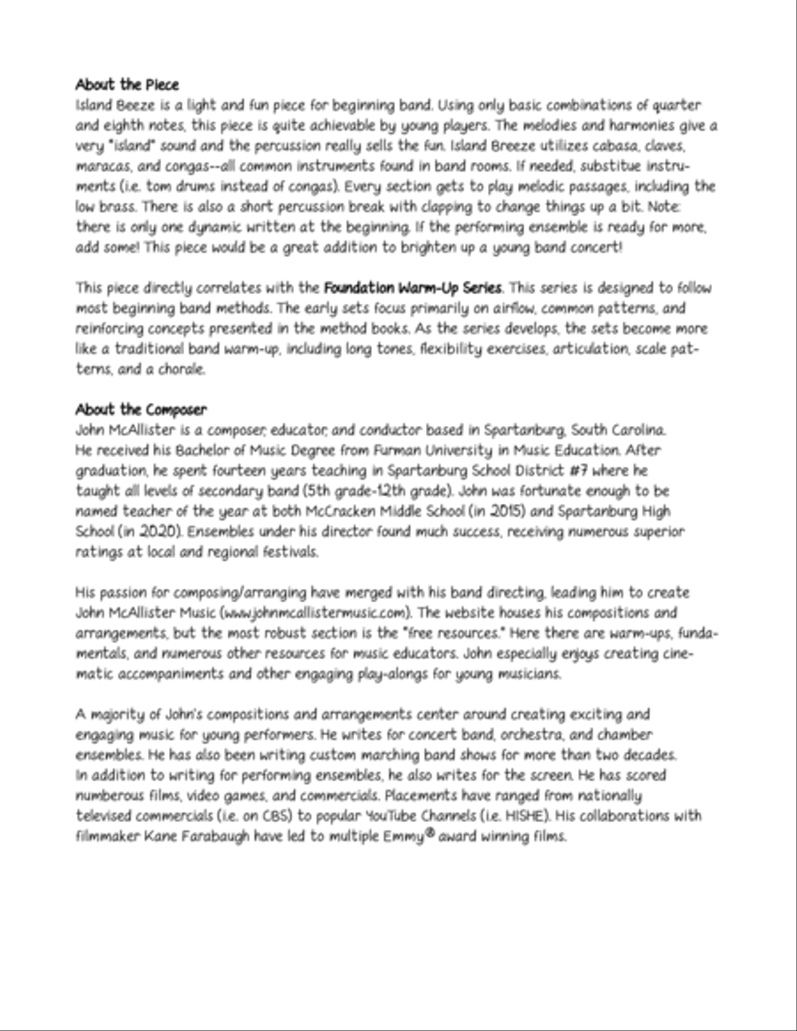 Island Breeze - for concert band Concert Band scores gallery preview page 2