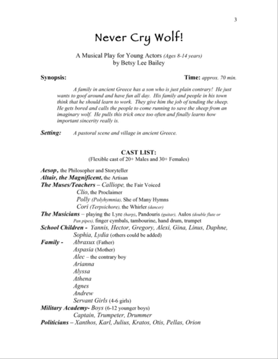 Never Cry Wolf - Director's Script Small Ensemble scores gallery preview page 3