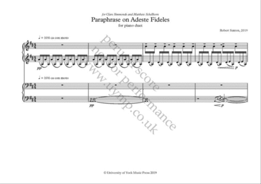 Paraphrase on Adeste Fideles Piano Duet scores gallery preview page 2