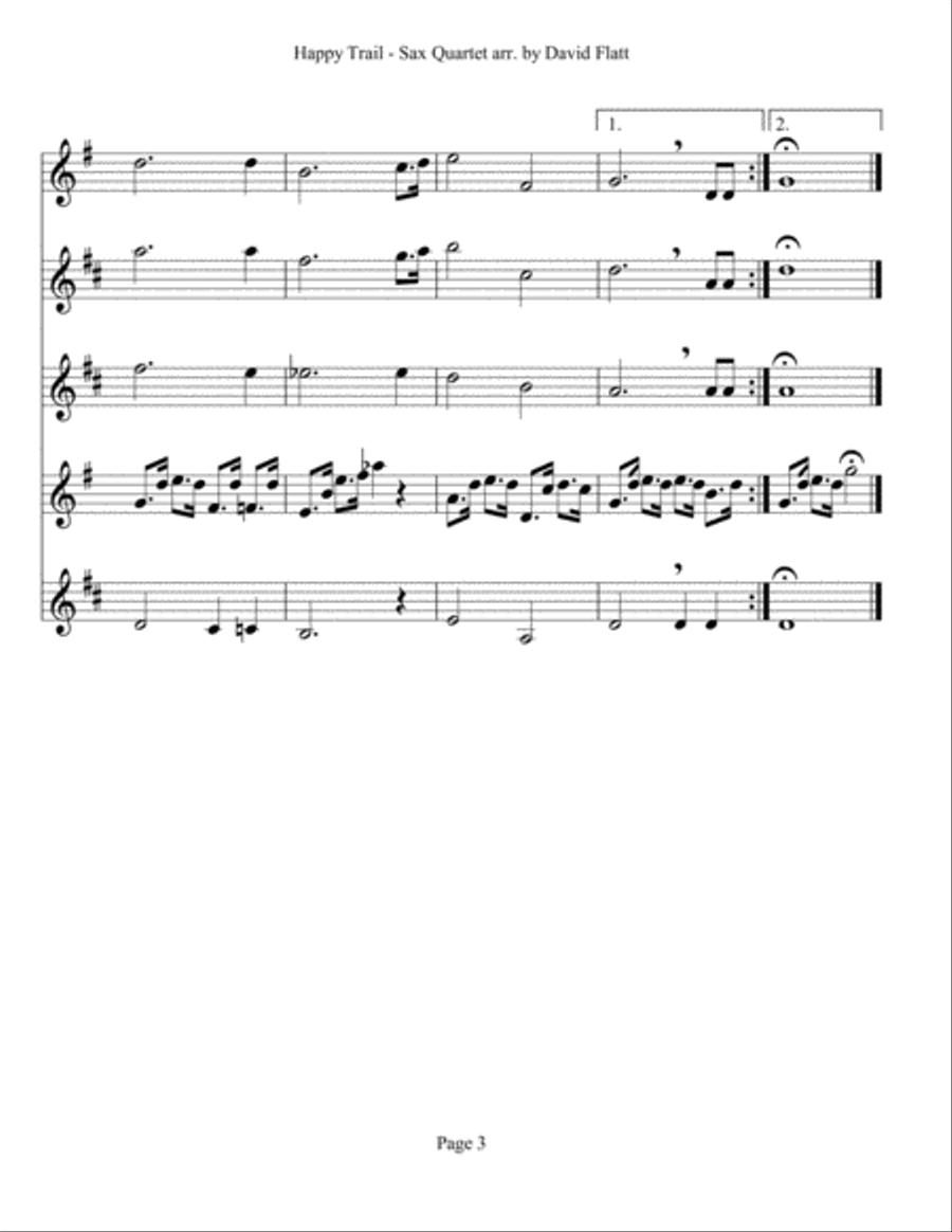 Happy Trails Woodwind Quartet scores gallery preview page 3