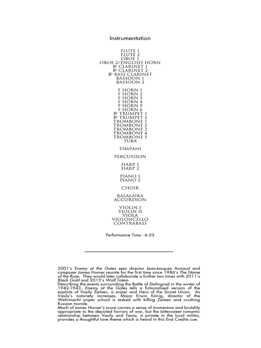 Enemy At The Gates (End Title Credits) - Score Only Full Orchestra scores gallery preview page 2