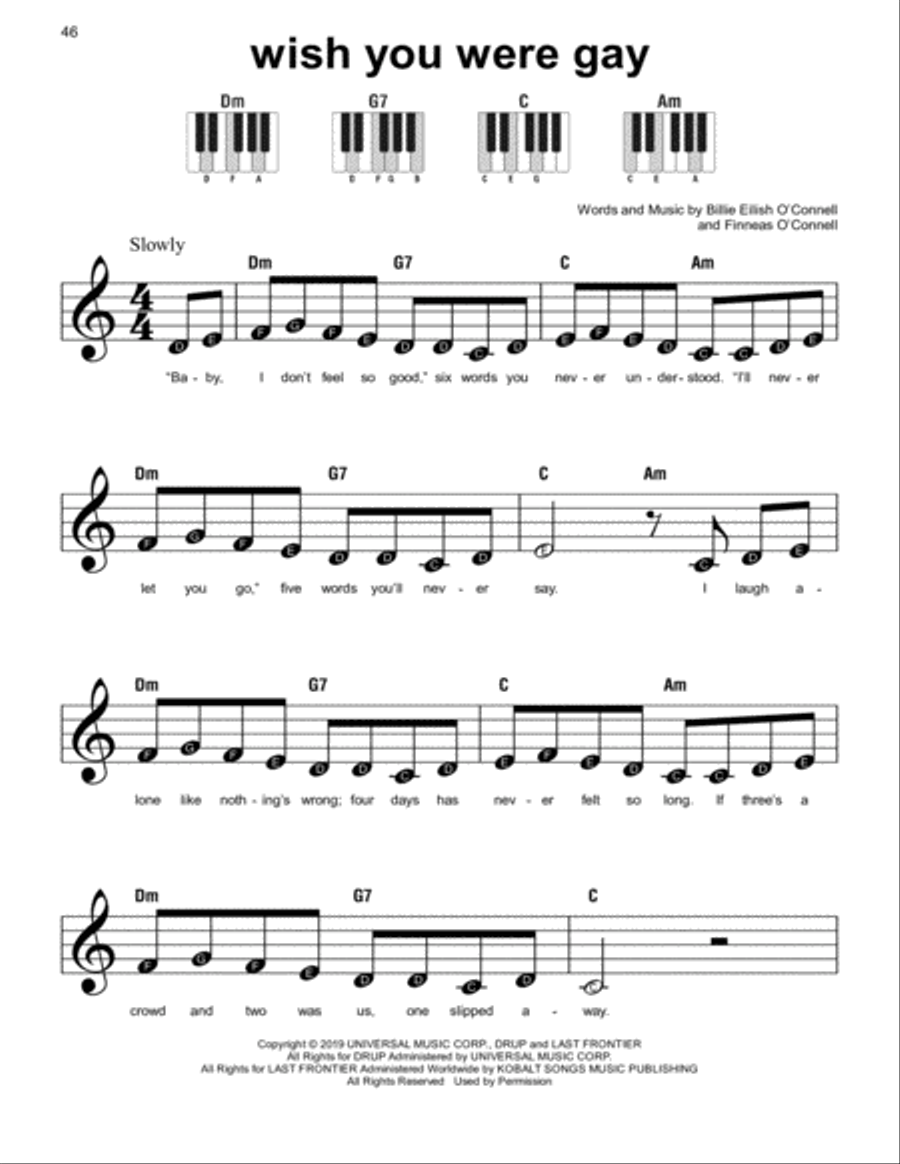 wish you were gay Easy Piano scores gallery preview page 1