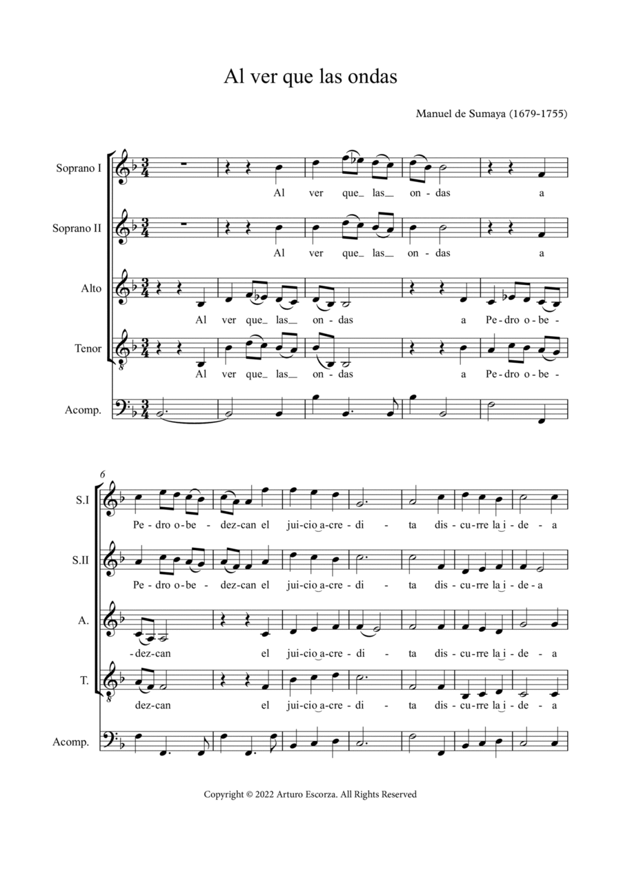 Book cover for Al ver que las ondas - Villancico a 4 - Score Only