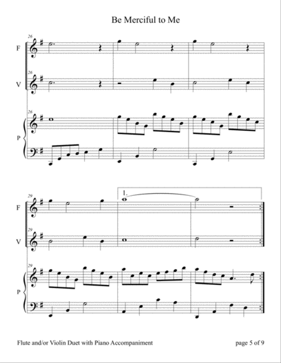 Be Merciful to Me ~ Psalm 57 (for Flute and/or Violin Duet with Piano accompaniment) Flute scores gallery preview page 6