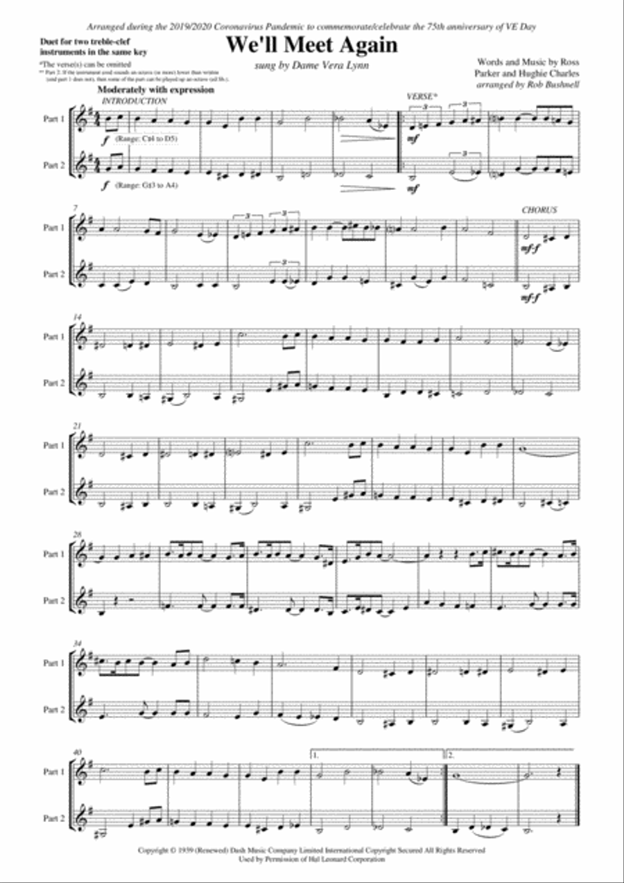 We'll Meet Again Brass Duet scores gallery preview page 1
