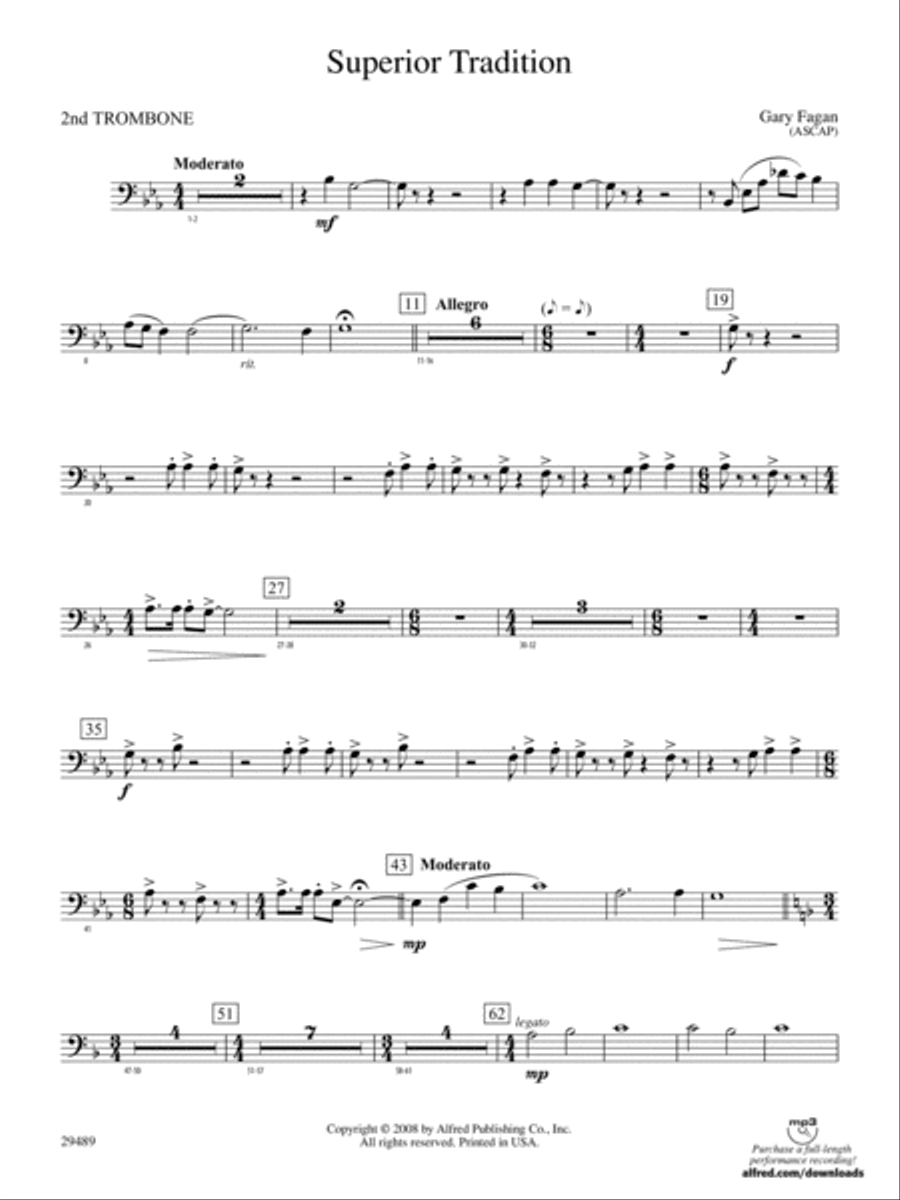 Superior Tradition: 2nd Trombone Concert Band scores gallery preview page 1