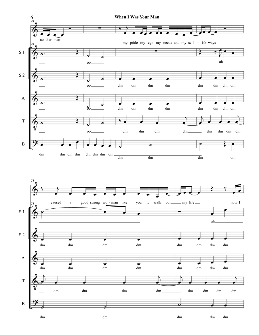 When I Was Your Man 4-Part scores gallery preview page 6