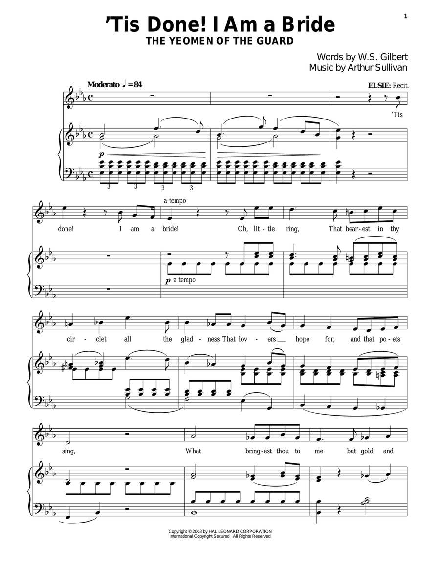 'Tis Done! I Am A Bride 'Tis Done! I Am A Bride Piano Solo scores gallery preview page 1