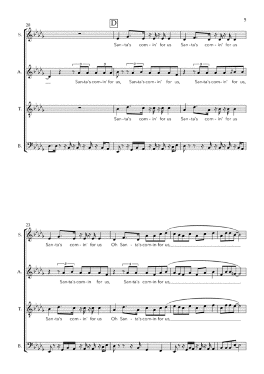 Santa's Coming For Us 4-Part scores gallery preview page 5