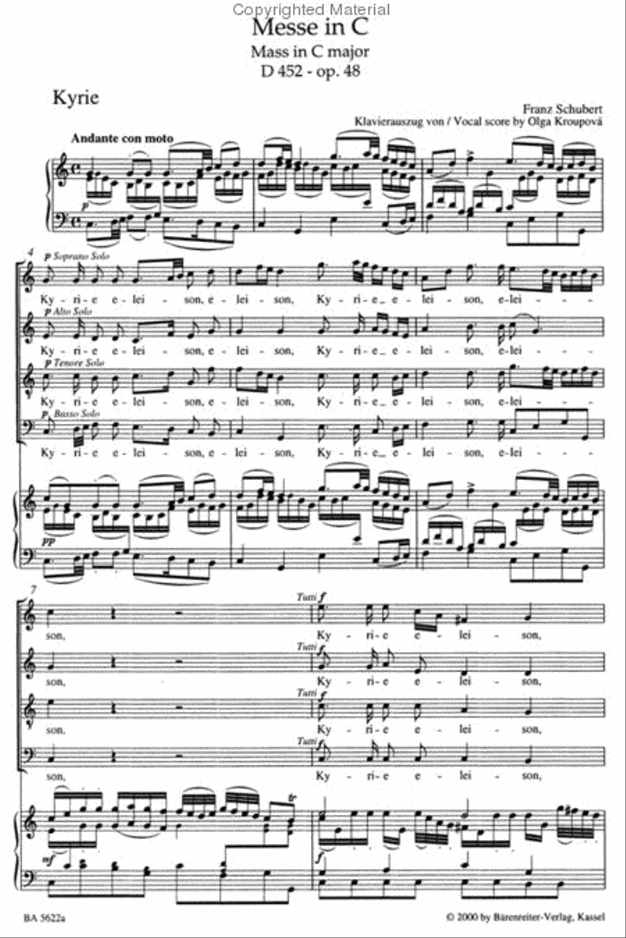 Mass in C major, op. 48 D 452 4-Part scores gallery preview page 2