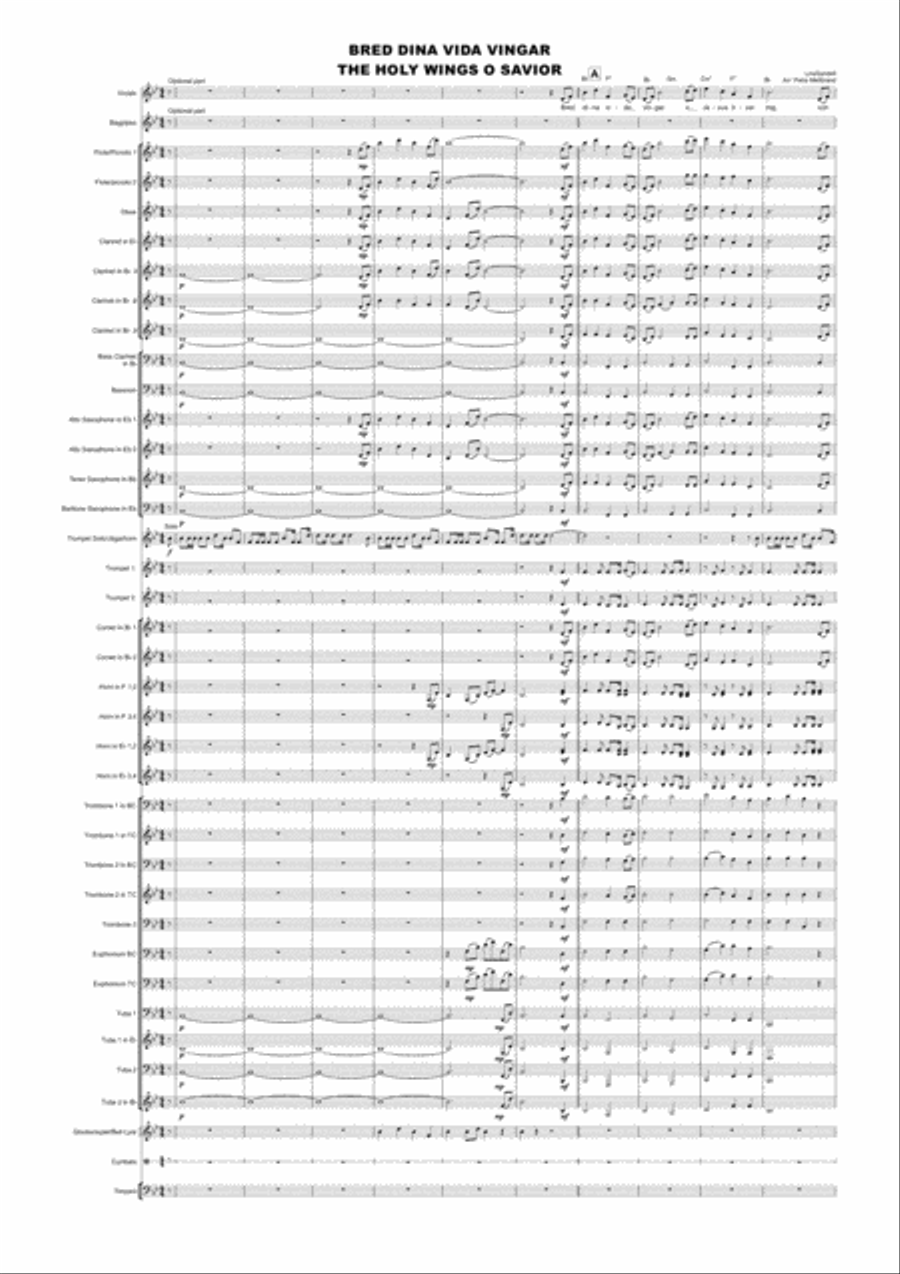 THE HOLY WINGS O SAVIOR / BRED DINA VIDA VINGAR Concert Band scores gallery preview page 1