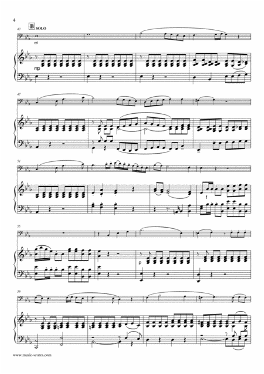 Allegro from Mozart's 4th horn concerto - Trombone and Piano Piano scores gallery preview page 4