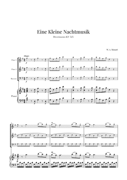 Eine Kleine Nachtmusik for 2 Flutes, Bassoon and Piano image number null