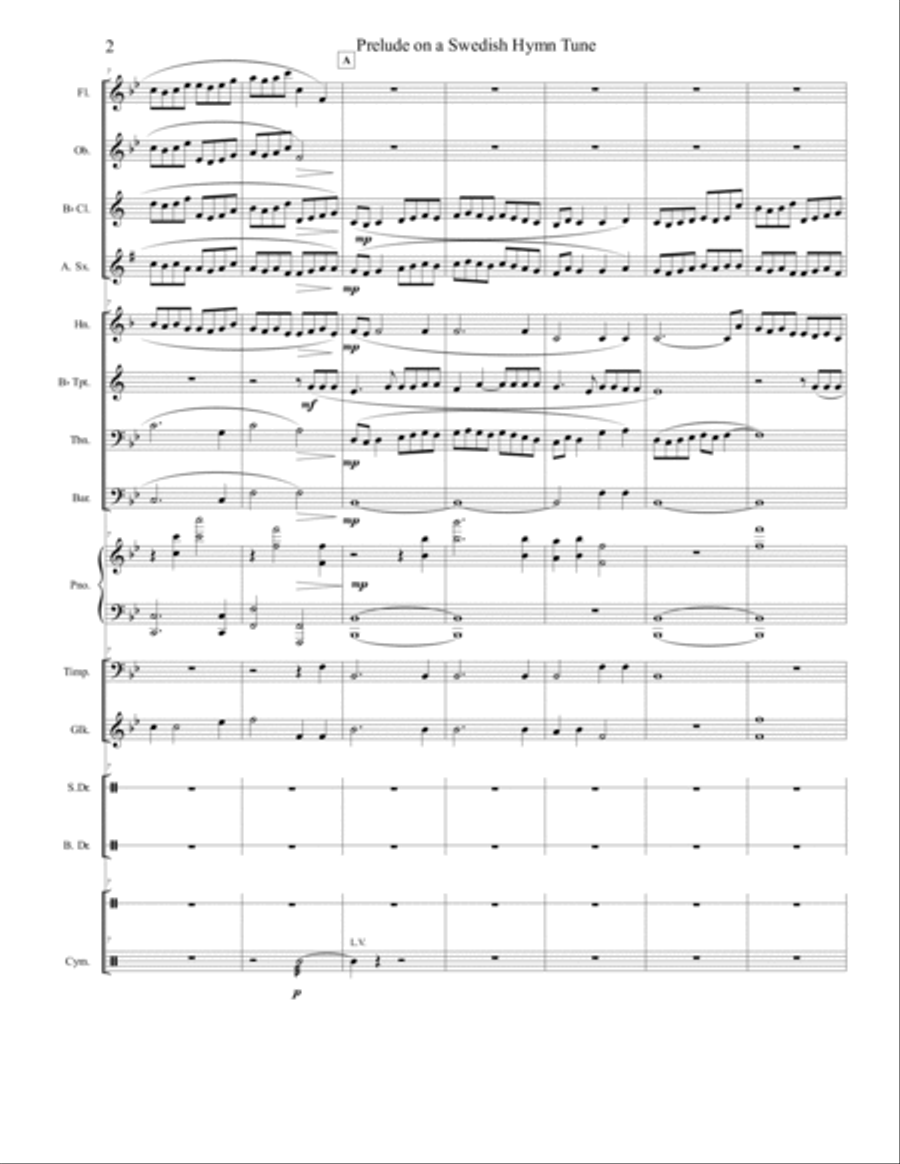 Prelude on a Swedish Hymn Tune (concert band grade 2.5), arr. Brenda Portman Concert Band scores gallery preview page 2