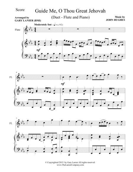 GUIDE ME, O THOU GREAT JEHOVAH (Duet – Flute and Piano/Score and Parts) image number null