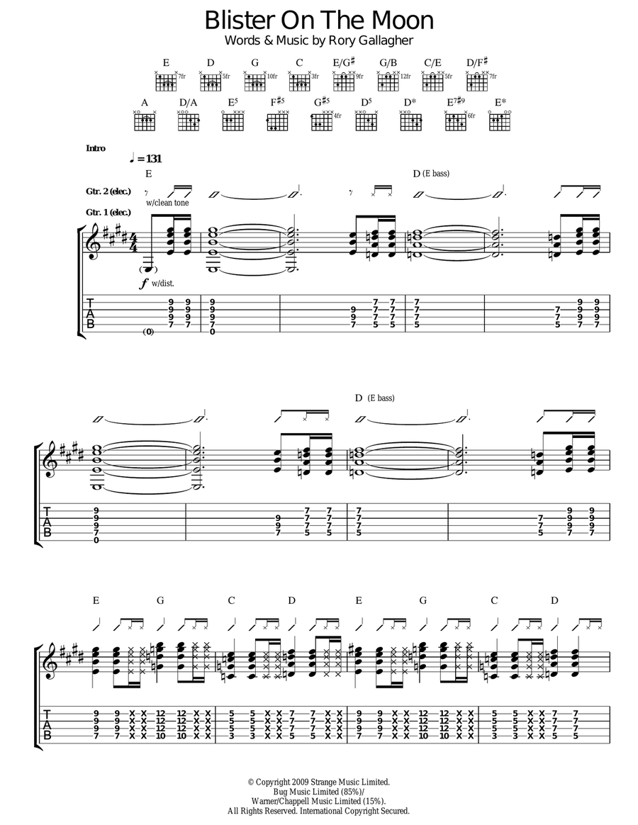 Blister On The Moon Guitar Tablature scores gallery preview page 1